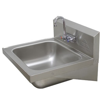 Stainless Steel Hand Sink With Splash Mounted Gooseneck Faucet