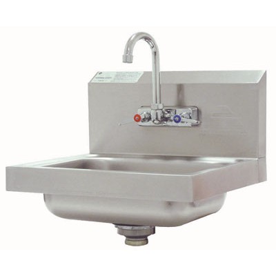 Stainless Steel Hand Sink With Splash Mounted Gooseneck Faucet