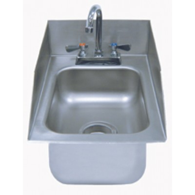 Stainless Steel Rear And Side Splash One Compartment Drop-In Sink With Deck Mounted Gooseneck Faucet