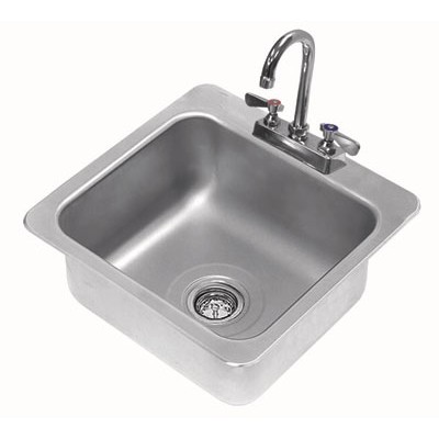 Stainless Steel One Compartment Drop-In Sink With Deck Mounted Gooseneck Faucet