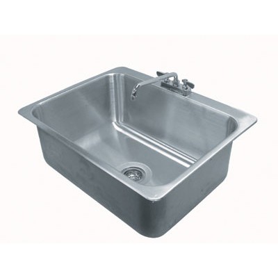 Stainless Steel Largest One Compartment Drop-In Sink With Deck Mounted Gooseneck Faucet