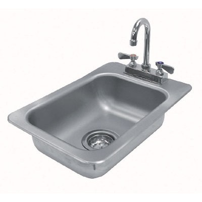 Stainless Steel One Compartment Drop-In Sink With Deck Mounted Gooseneck Faucet