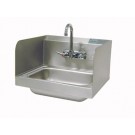 Stainless Steel Side Splash Hand Sink With Splash Mounted Gooseneck Faucet