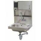 Stainless Steel Hand Sink With Soap And Paper Towel Dispenser And Splash Mounted Gooseneck Faucet