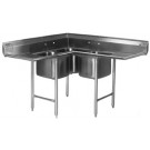 Stainless Steel Three Compartment, Two Drainboard Corner Sink