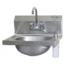 Stainless Steel Hand Sink With Deck Mounted Soap Dispenser And Splash Mounted Gooseneck Faucet