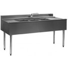 Stainless Steel Three Compartment Underbar Sink With Splash Mounted Faucet