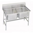 Stainless Steel Two Compartment Sink Without Drainboards