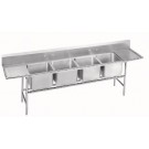 Stainless Steel Four Compartment, Two Drainboard Sink